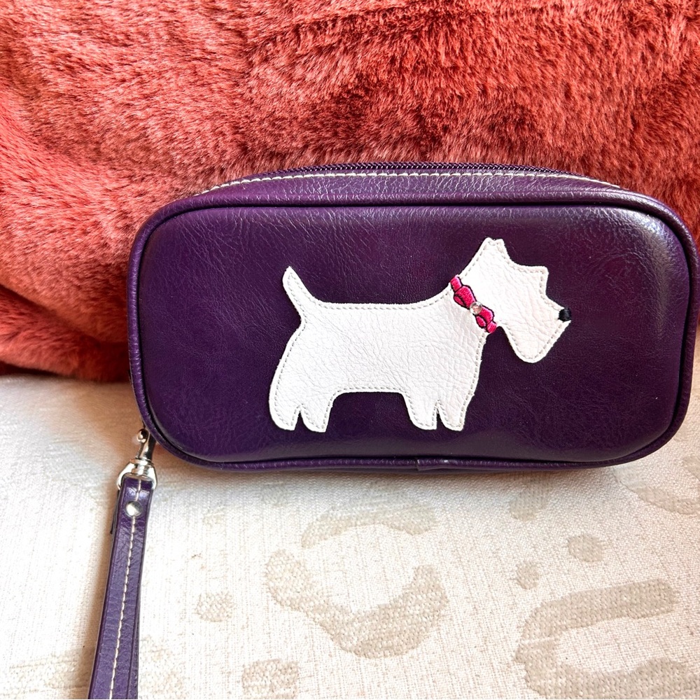 Scottie Dog Wristlet Dark Purple Vegan Leather